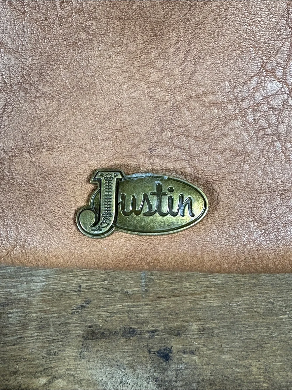Justin Leopard Print Western Shoulder Bag Brown Studded Buckle Purse